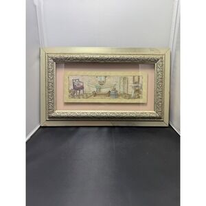 Vintage style Victorian Bathroom Scene Framed Wall Art Shabby Chic W.‎ Olsen